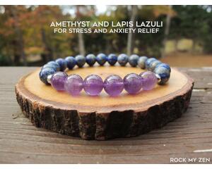 Amethyst and Lapis Lazuli Bracelet by Rock My Zen